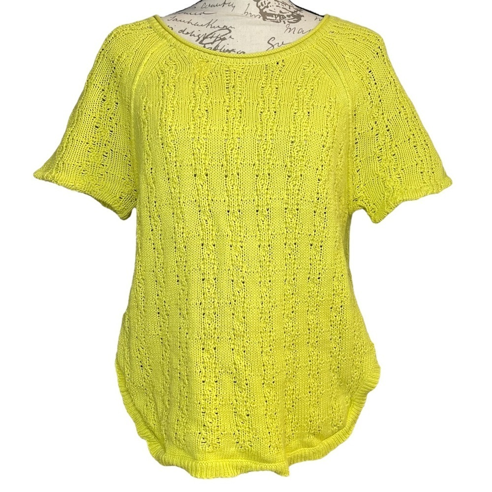 Sparrow Anthropologie crochet knit yellow sweater top size small